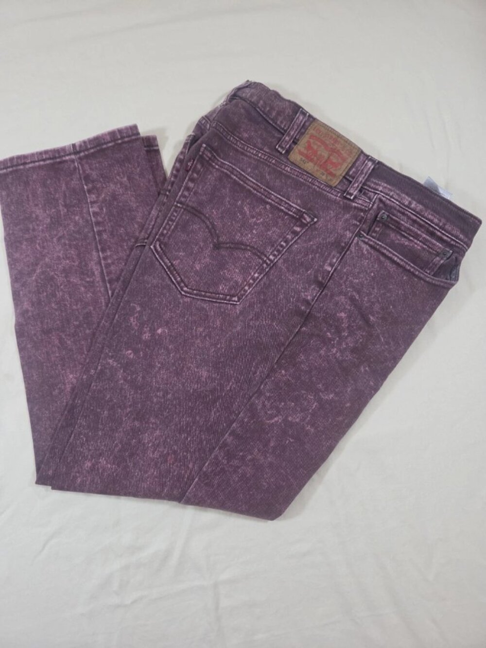 Levis 541 Mens 38x30 Purple Acid Wash Jeans Athletic Taper Grunge Stretch Denim